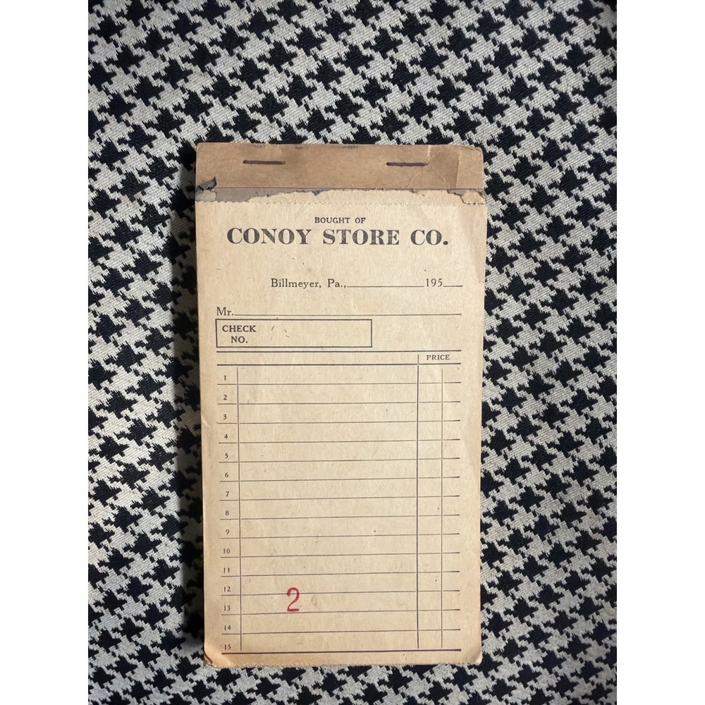 VTG 1950s Conoy Store Co Bill Receipt Order Pad Tablet Billmeyer PA Ephemera